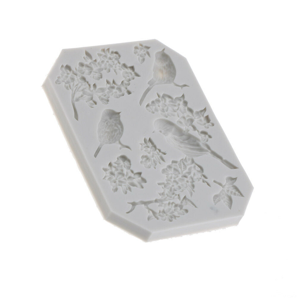 Bird and Flower Silicone Fondant Mold Cake Decor Tools Chocolate Gumpaste .l8