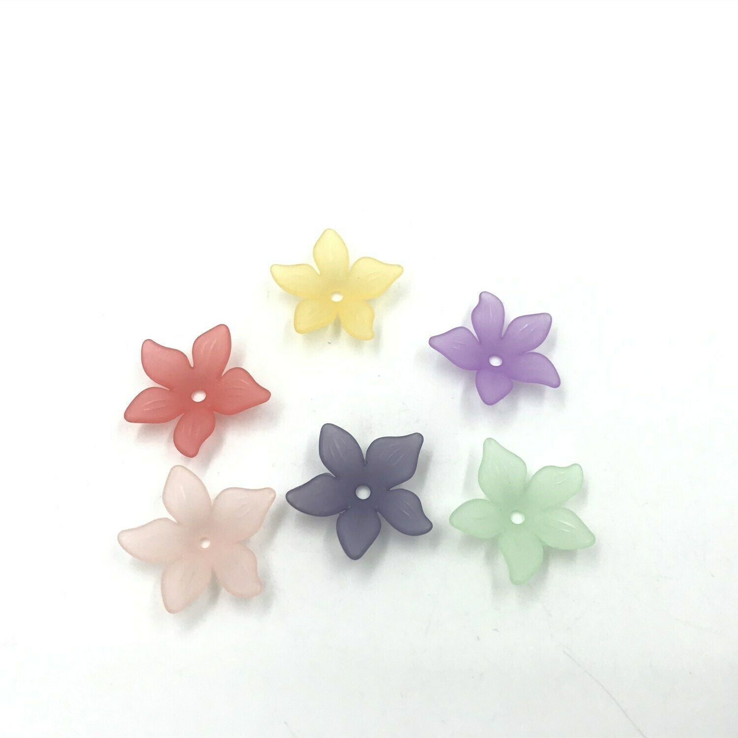 100pcs DIY Frosted Acrylic Flower Spacer Beads Beads Cap Jewelry Making 22mm