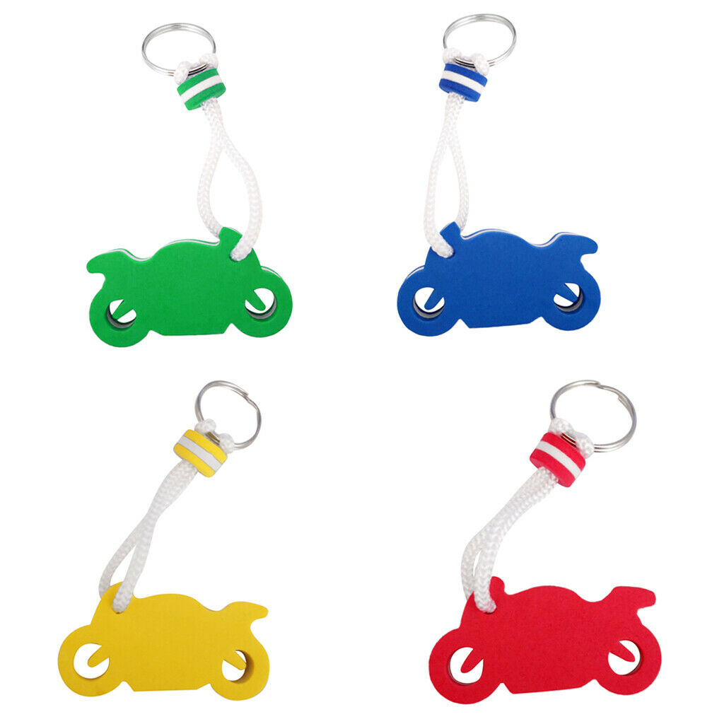 4 Count Water Sports Boating Floating Keychain Key Ring Floats Blue Yellow Green