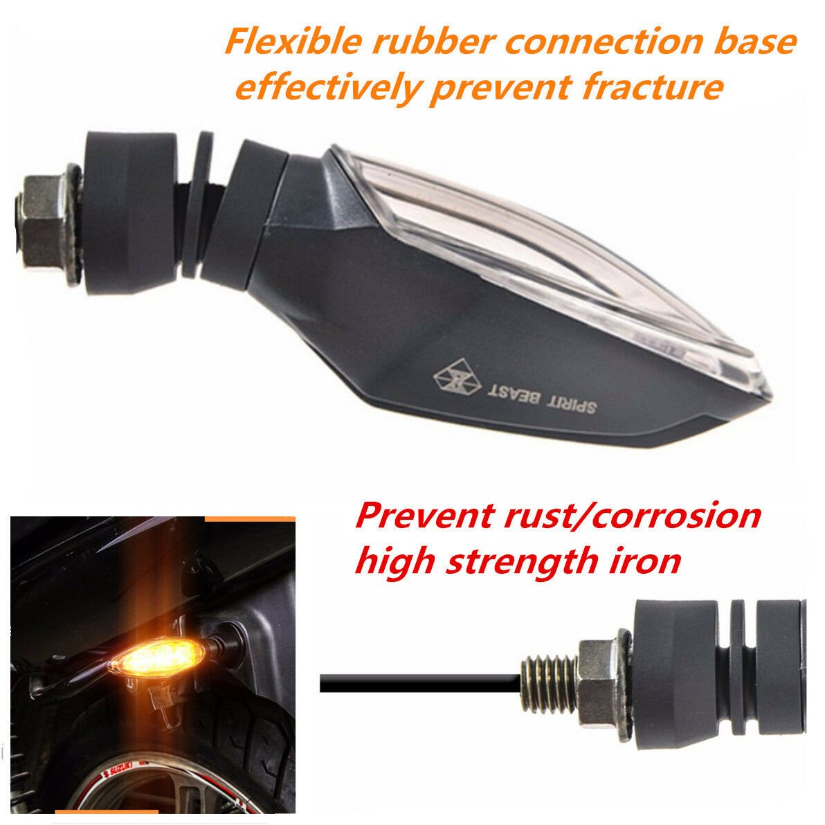 2x Spirit Beast Motorcycle Modified Turning Signal Light Energy-saving LED chip