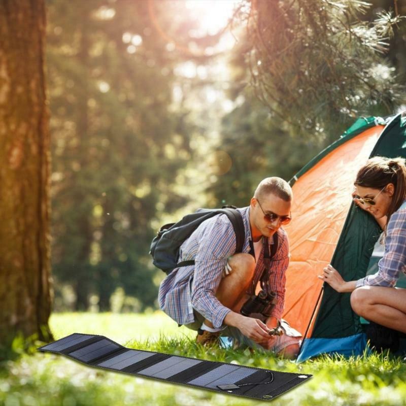 Foldable 15W Solar Panel 10 in 1 USB Solar Cell Waterproof Charger Power Bank