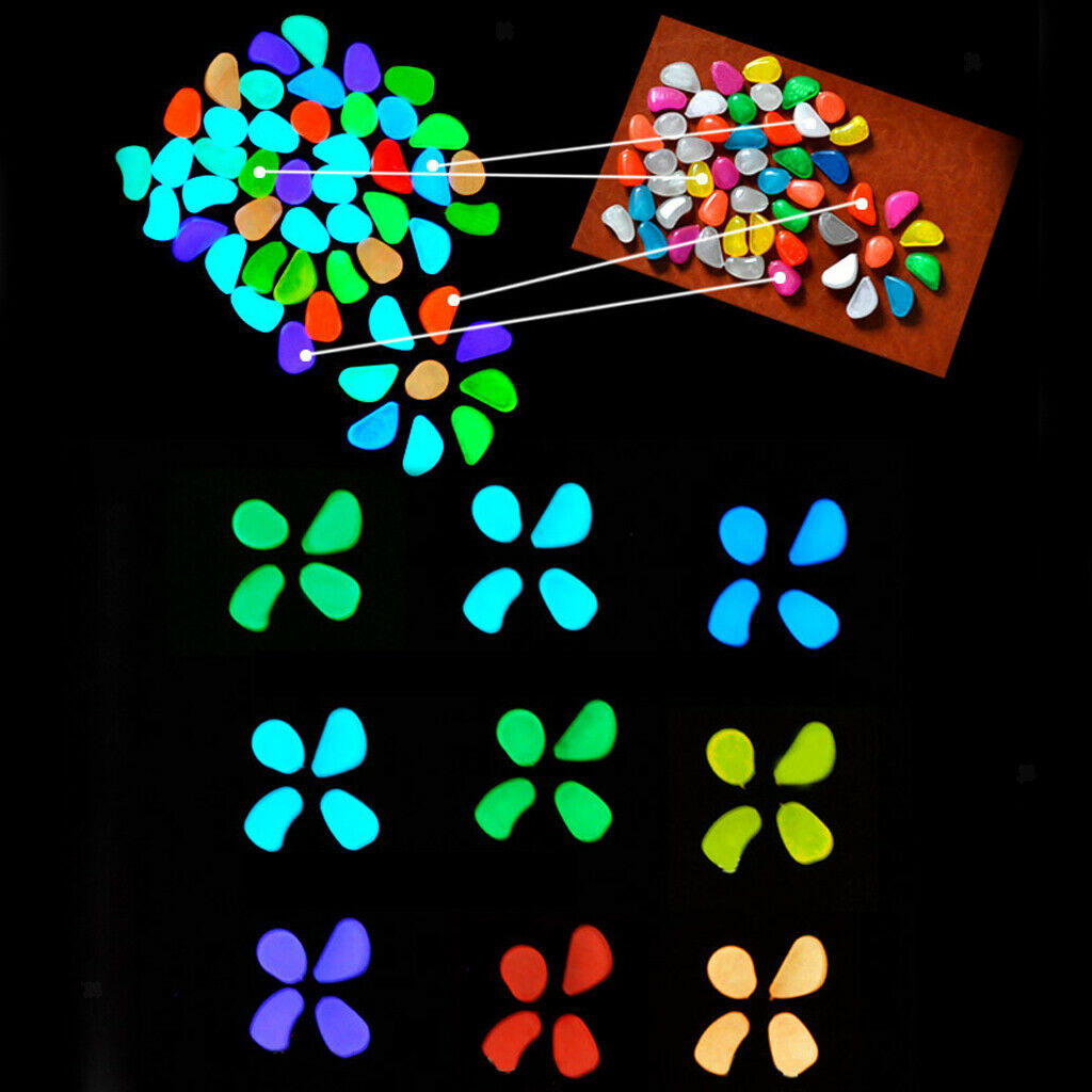 50 x Glow in The Dark Stones, Fish Tank Aquarium Decoration Gravel Rocks for
