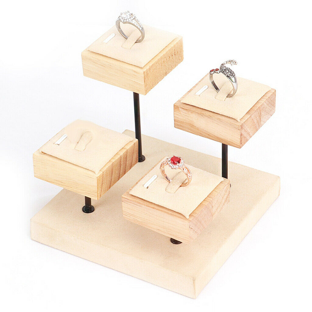 Versatile Wood Jewelry Display Stand Shelf Four-Layer for Rings Display