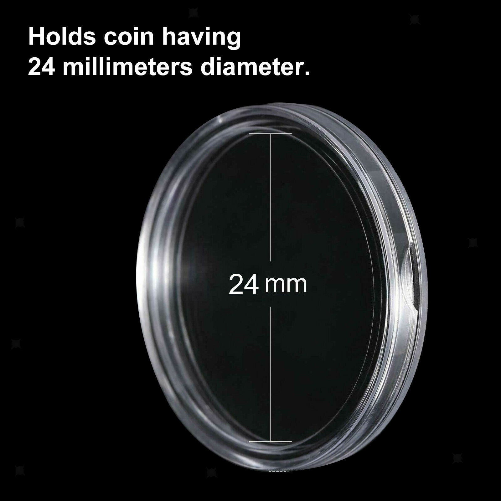 100pcs 24mm Plastic Clear Round Coin Case Coin Storage Capsule Holder Box