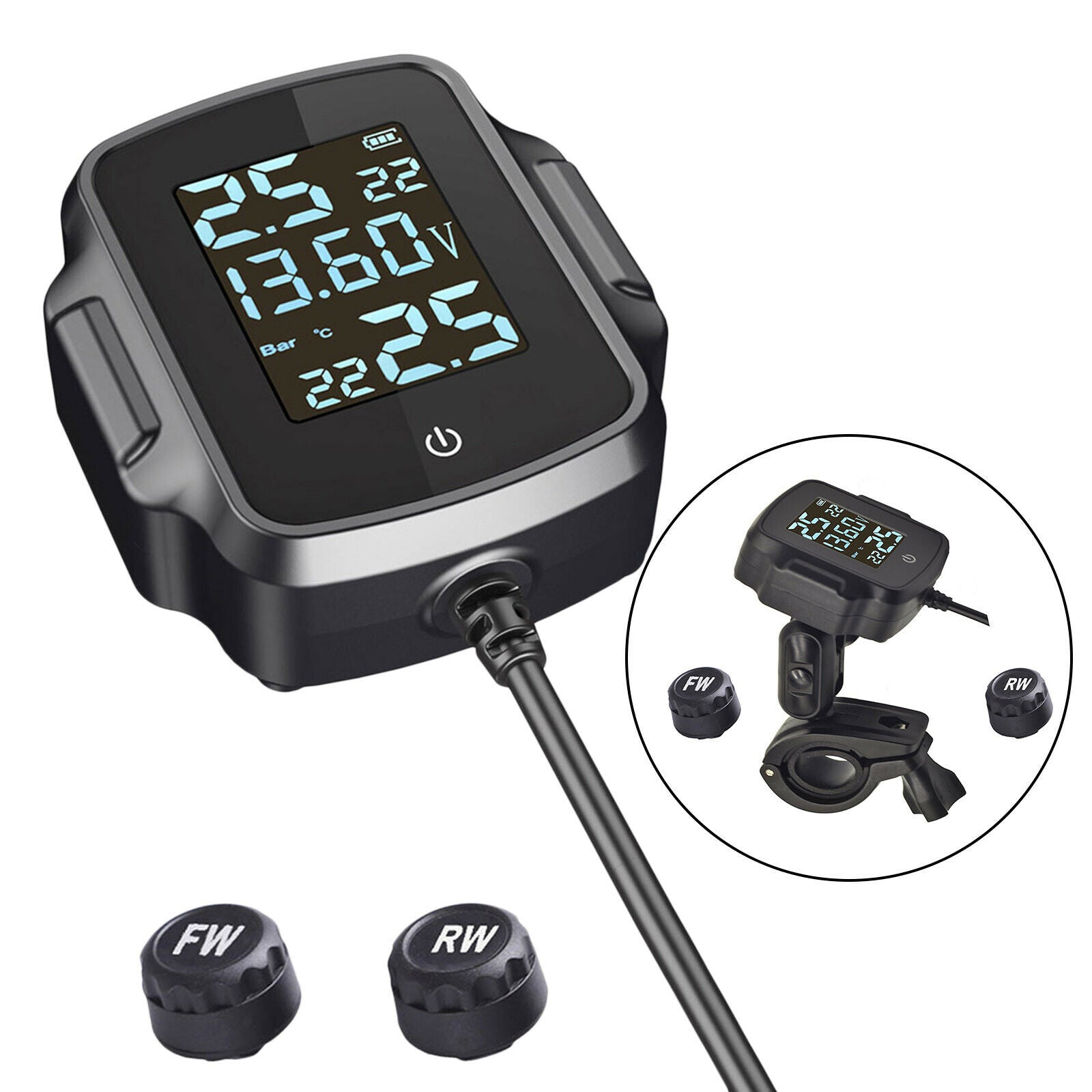 Motorcycle TPMS Tire Pressure Monitoring System Warning Wireless USB Charger
