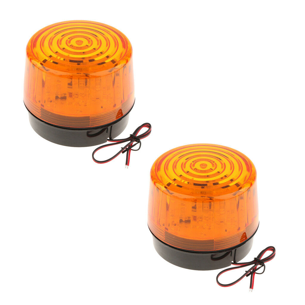 2x Round Caution Warning Light Beacon Lamp Traffic Alarm Flash Light Orange