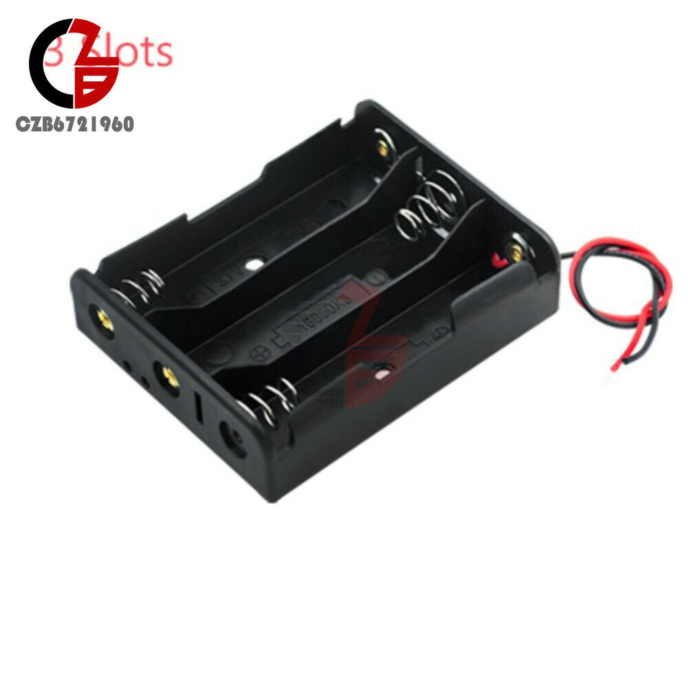 3 Slots 3X 18650 DIY Battery Storage Plastic Case Box Holder with Wire Leads