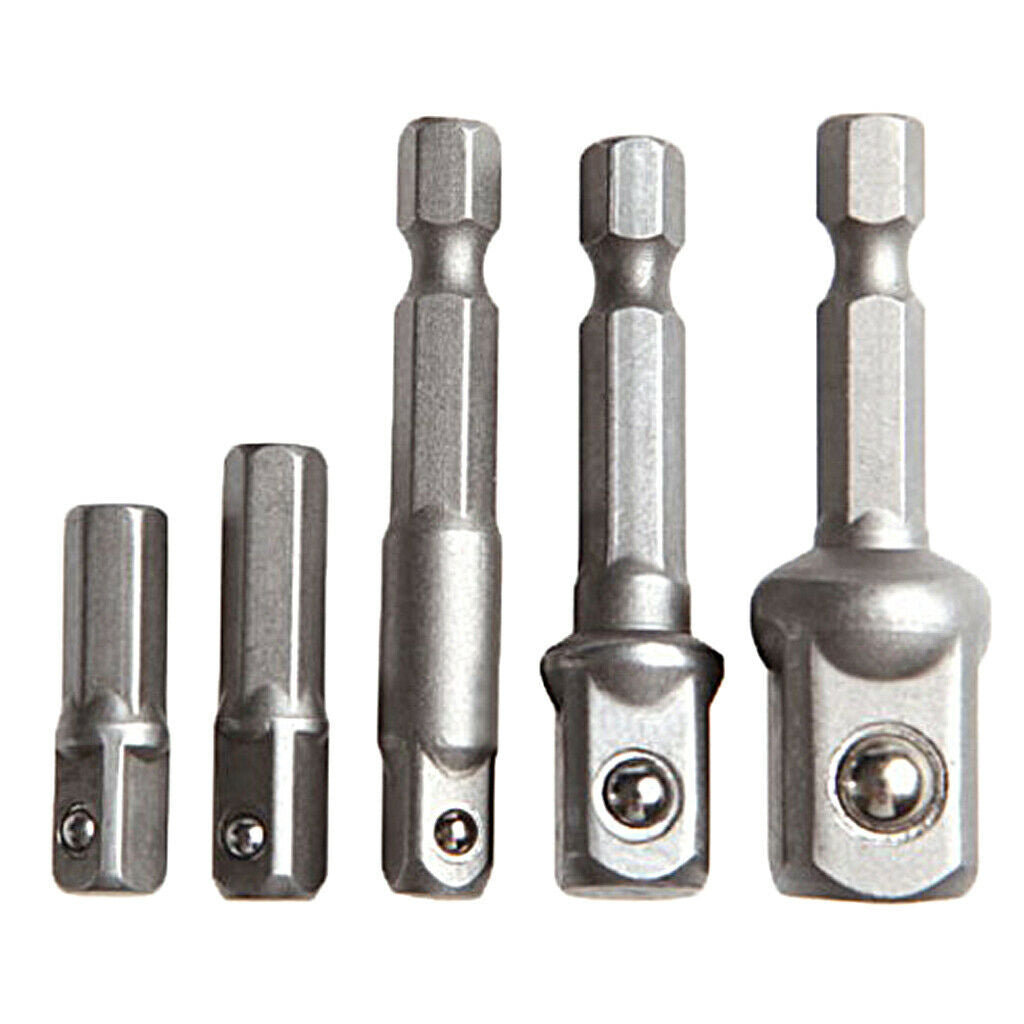 5 Pack Socket Bit Adapter Hex Handle Impact Driver Sleeve Conversion Bars