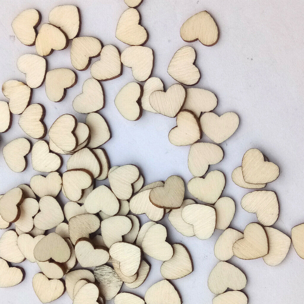 100 Pieces Wooden Hearts Shaped Wood Slices Crafts for Wedding Table Scatter