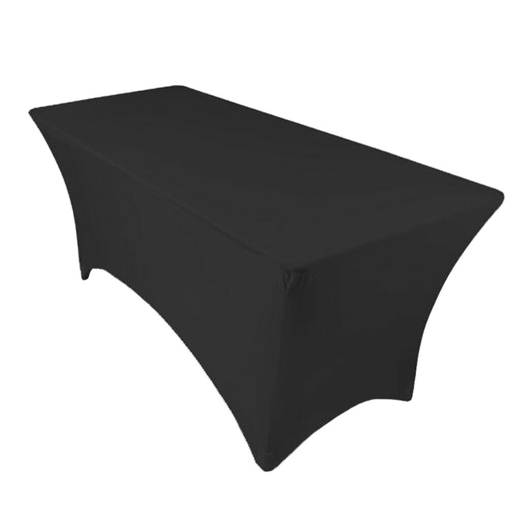 Fitted Polyester Tablecloth Rectangular Stretch Tablecloth Black