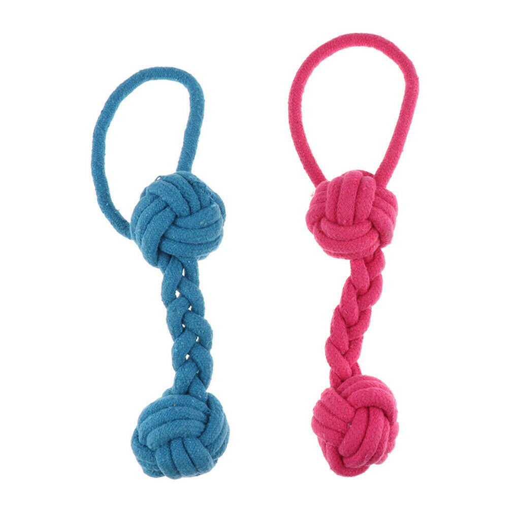2Pcs Pet Puppy Dog Cotton Rope Chew Toys for Teeth Cleaning Knot Rope S