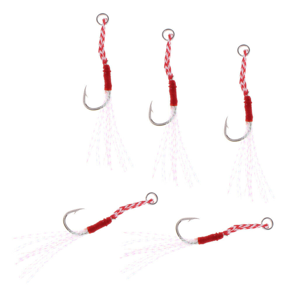 15x Saltwater Jigging Assist Hook Solid Ring Deep Sea Fishing Hook 10/11/20#