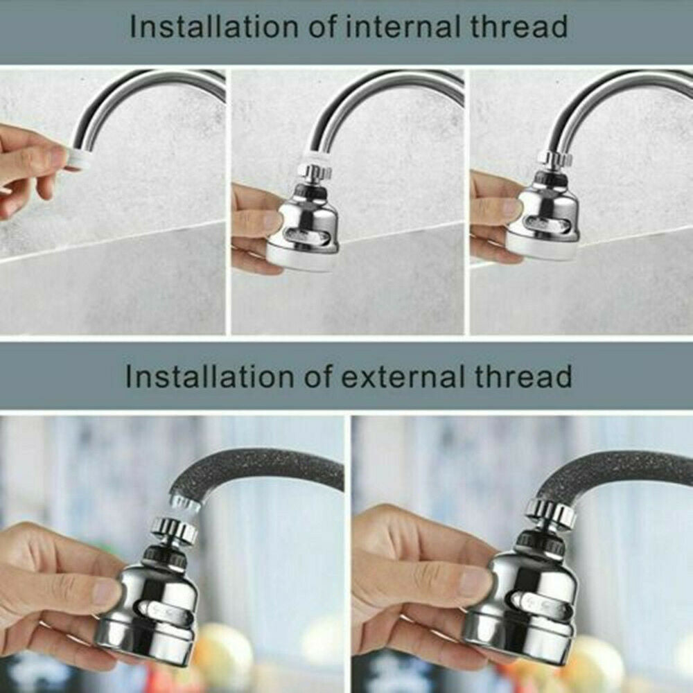 360-Degree Rotating Faucet Moveable Kitchen Tap Head Water Saving Nozzle Sprayer