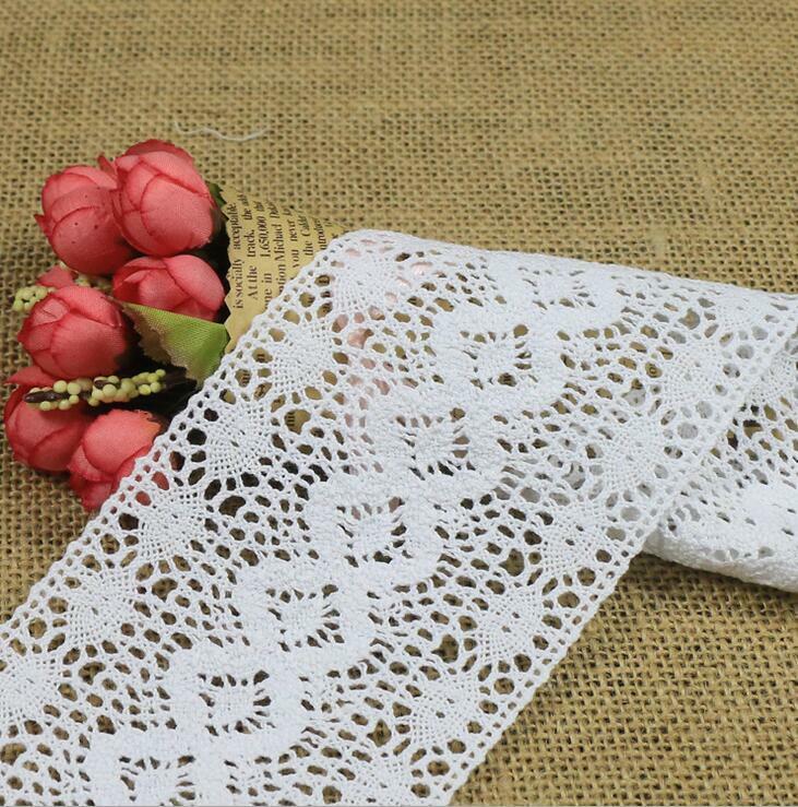 2 Yards White wide Hollow Cotton Crochet lace Trim Clothing Sewing Accessories