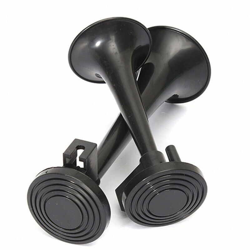 2PCS Black Air Horn Dual Trumpet Air Pump Air Horn Pipe Car Truck Train Boat  Tt