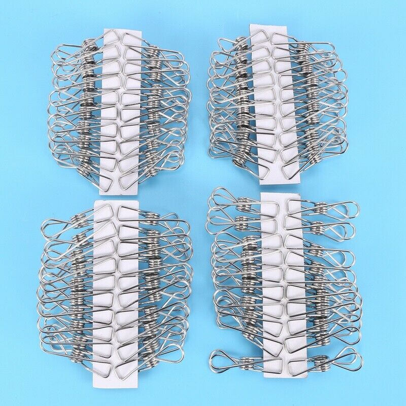 80pcs Stainless Steel Clothes Pins, Utility Clips Hooks Clothesline Clip 2.2inF4
