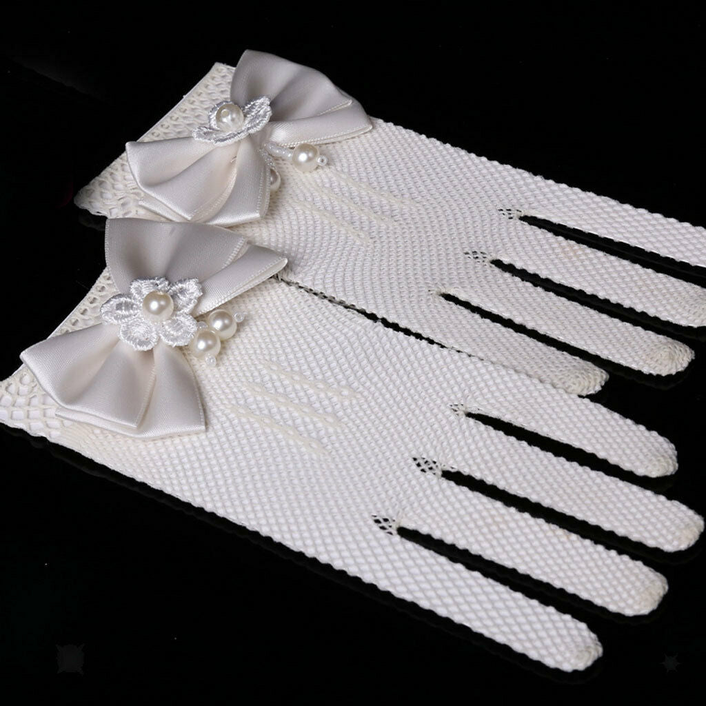 1 Pair Wedding Party Constume Communion Flower Girl Gloves Bridesmaid Gauze