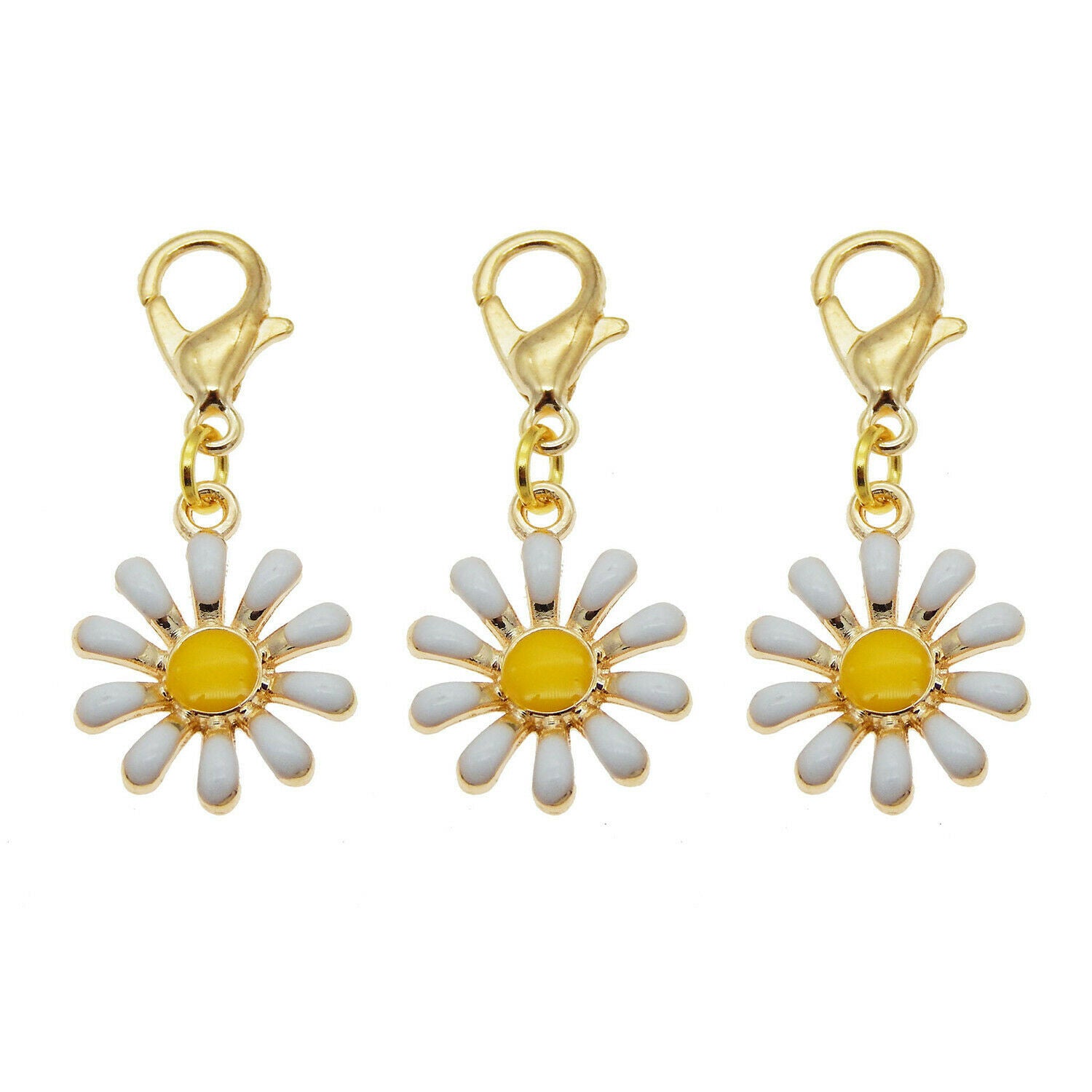 8pcs Alloy Enamel Daisy Pendant Lobster Clasp Jewelry Bracelet DIY Accessories