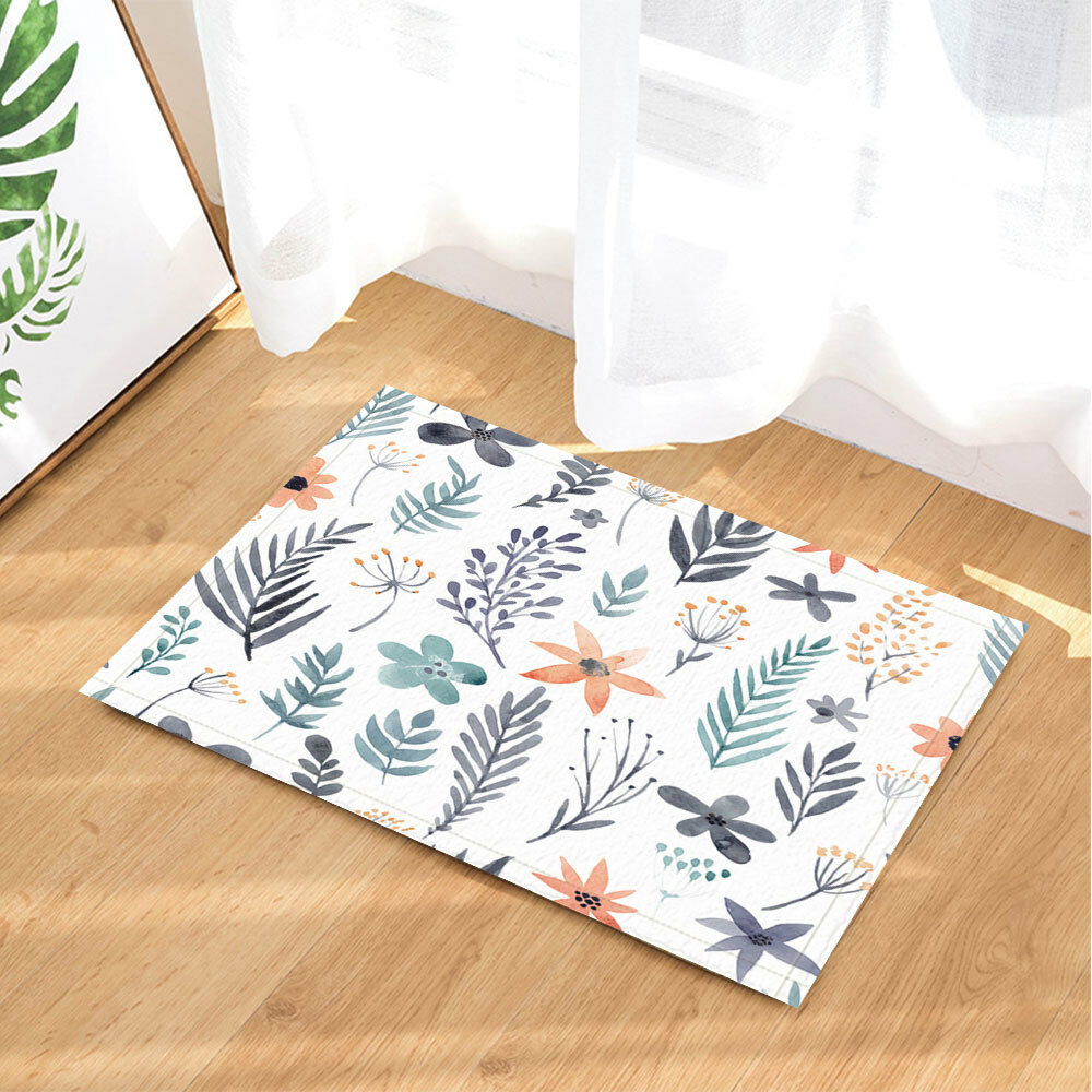 Floral Watercolor For Weeding Bathroom Rug Non-Slip Floor Door Mat 16x24"