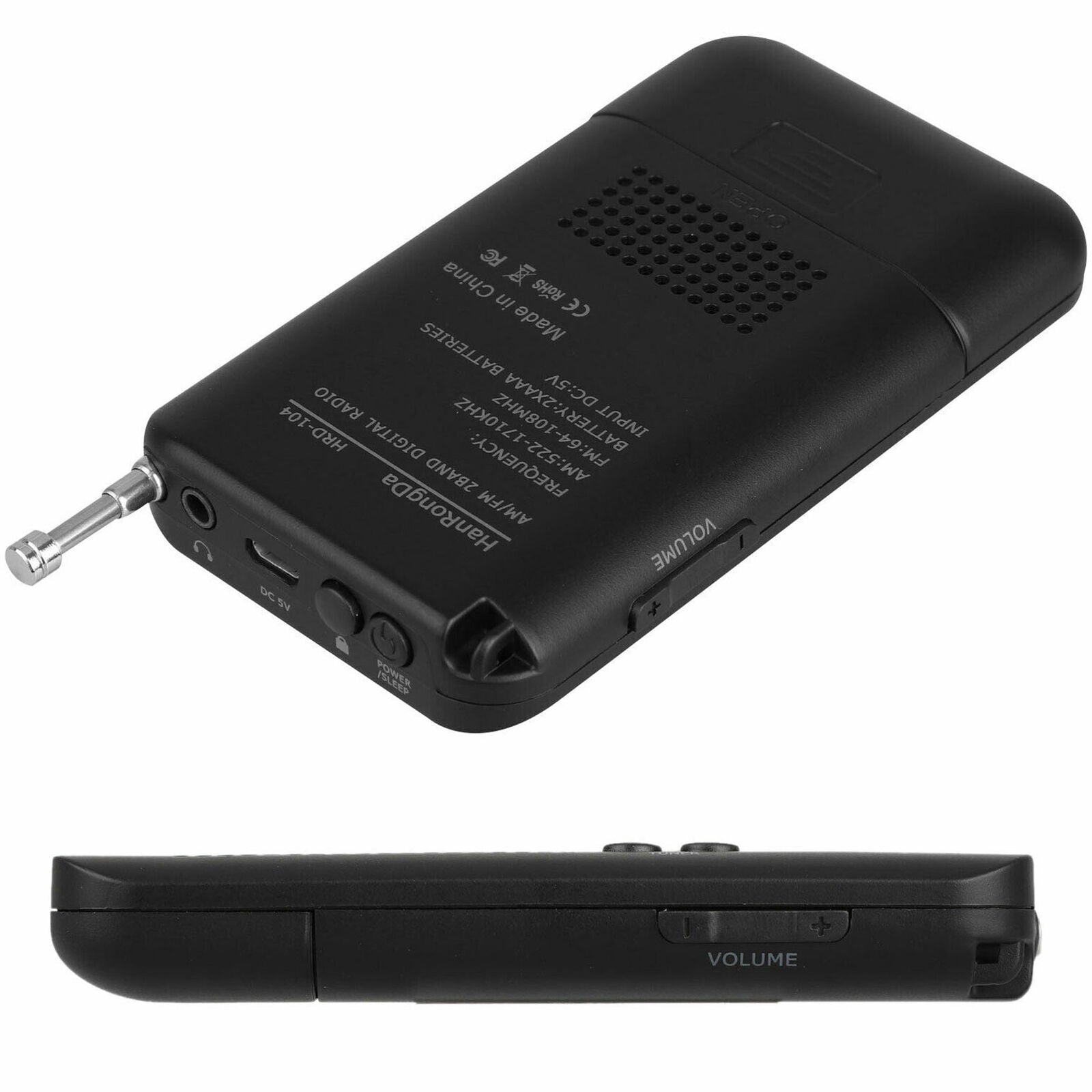 Portable Pocket AM/FM Digital Radio Antenna Battery Powered Receiver w/Earphone
