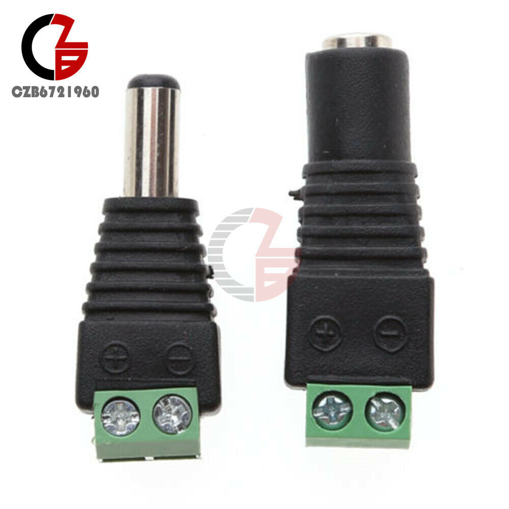 1 Pair Male Female 5.5x2.1mm DC Power Plug Jack Adapter Connector for Camera