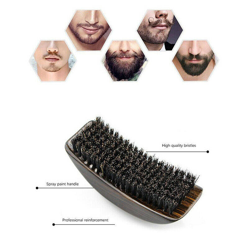 New Men Boar Hair Bristle Beard Barber Accessories Mustache Brush Comb For MFCA