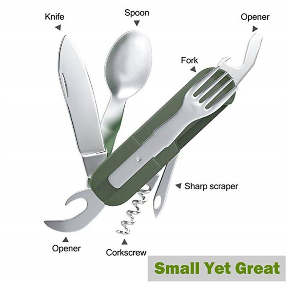 Outdoor Folding Tableware Spoon/Fork Multi Hiking Camping Utensil Reusable Set