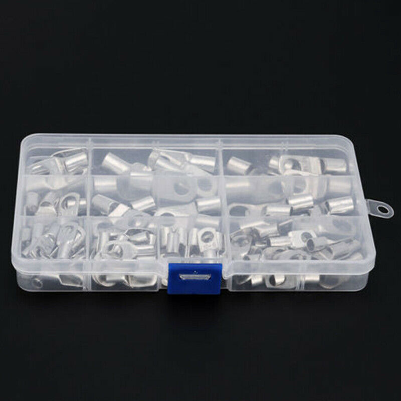 90PCS Copper Tube Terminals Battery Welding Cable Lug Ring Crimp Connector Handy