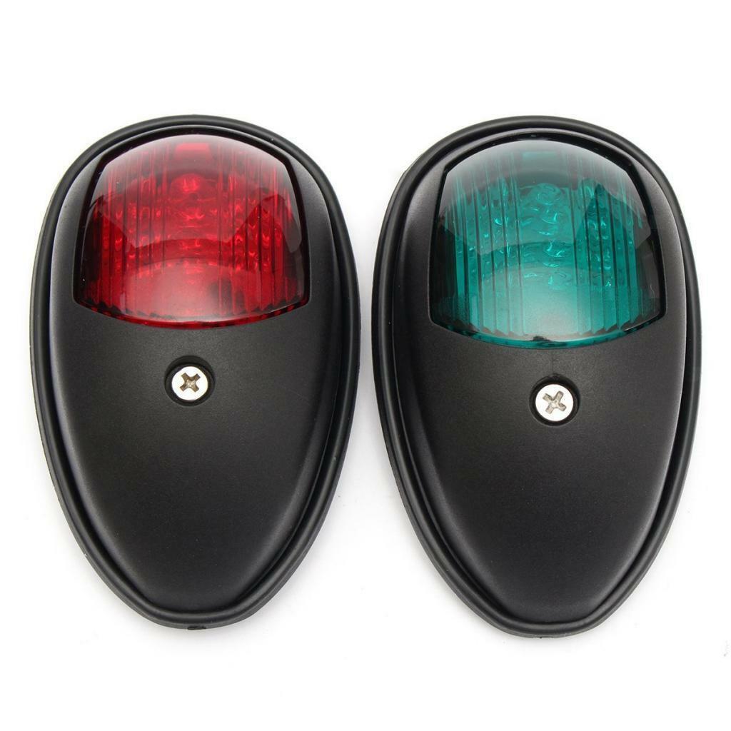 2 Piece Boat Red Green LED Navigation Lights Maritime Port Starboard Black
