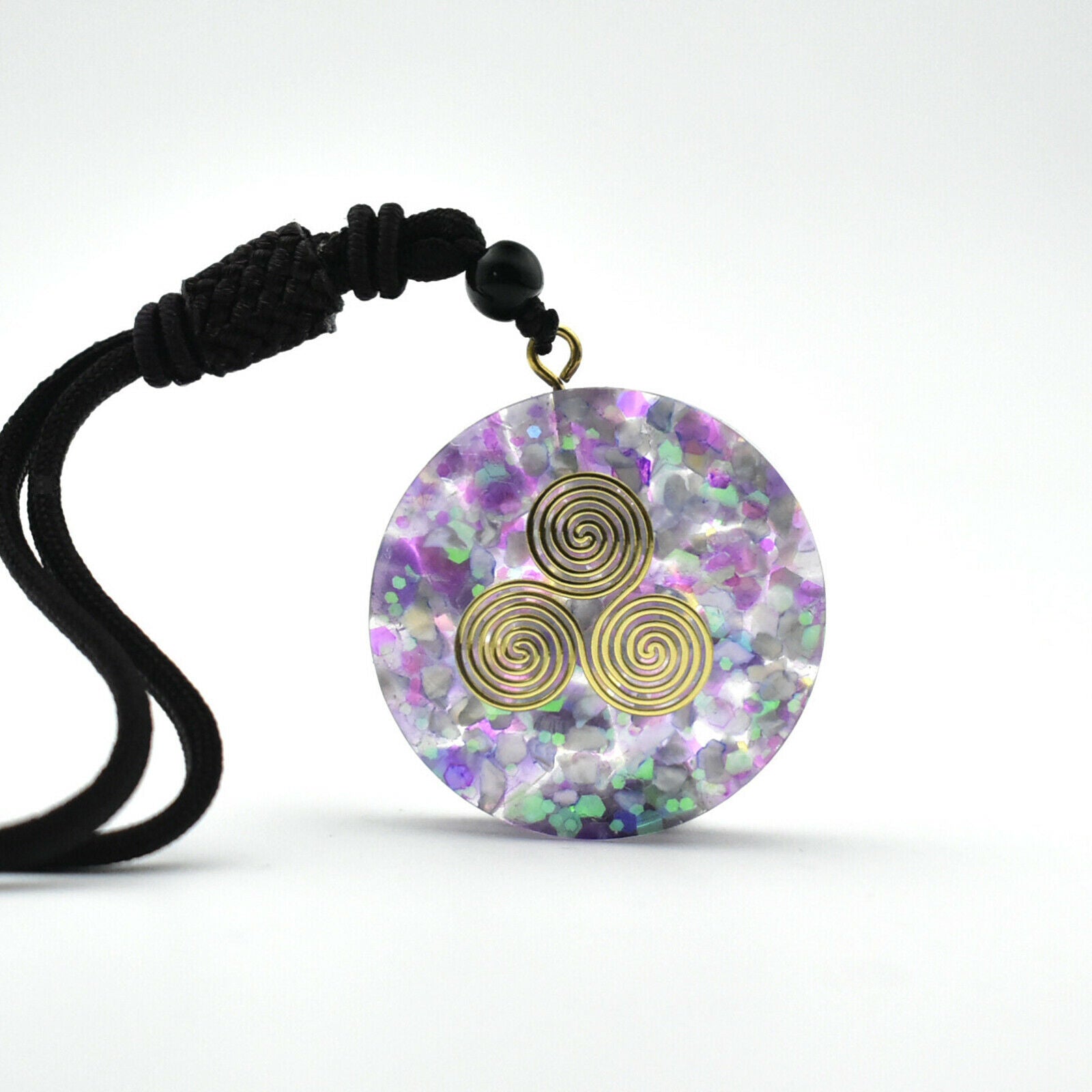 Sri Yantra Necklace Natural Crystal Orgone Pendant Jewelry for Good Luck