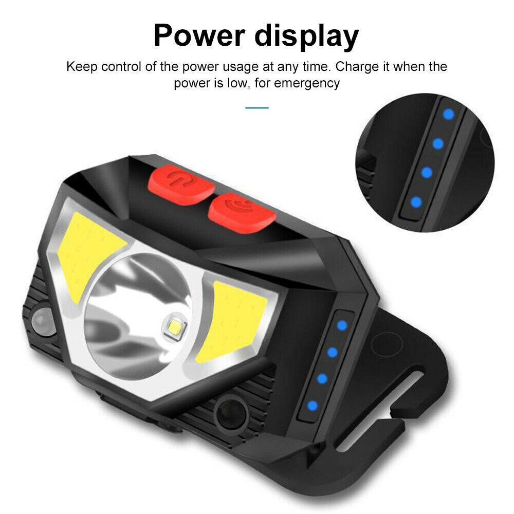 USB Rechargeable Headlight Sensor Super Bright Head Torch Headlamp Waterproof