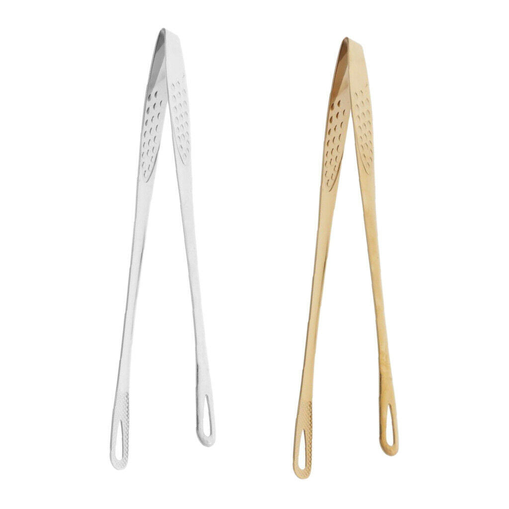 2Pcs Stainless Steel BBQ Barbecue Grill Tongs Serving Tong 9.5inch Utensil