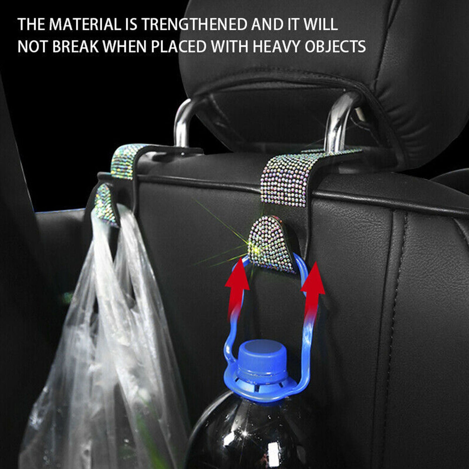 Shiny Crystal Car Seat Headrest Hook Backseat Hanger Bag Cloth Hanging Holder X1
