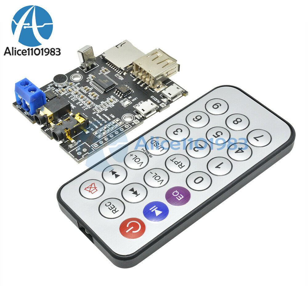 MP3 +WAV+WMA Decoder Board 2W Amplifier TF Card Audio AUX WITH IR Remote Control