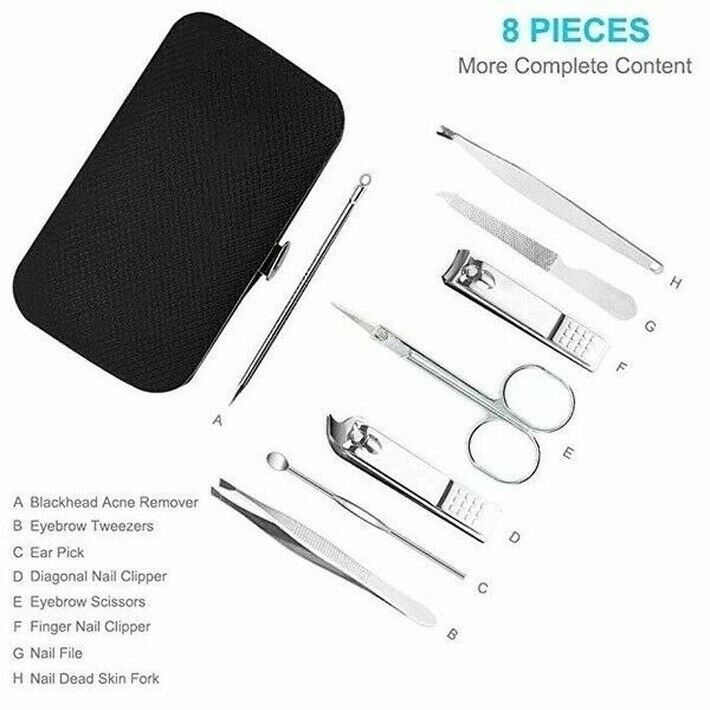 8PCS Nail Clippers Set, Pedicure, Manicure Tools Travel Case For Emergency Bag s