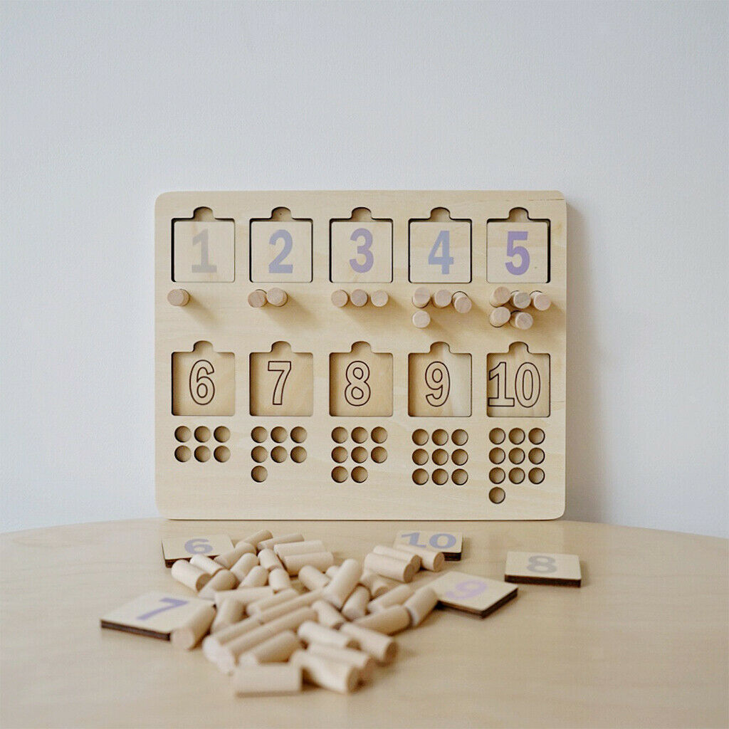 Kids Wood Montessori Math Toys Number Matching Board for Kids 2-5 Years Old