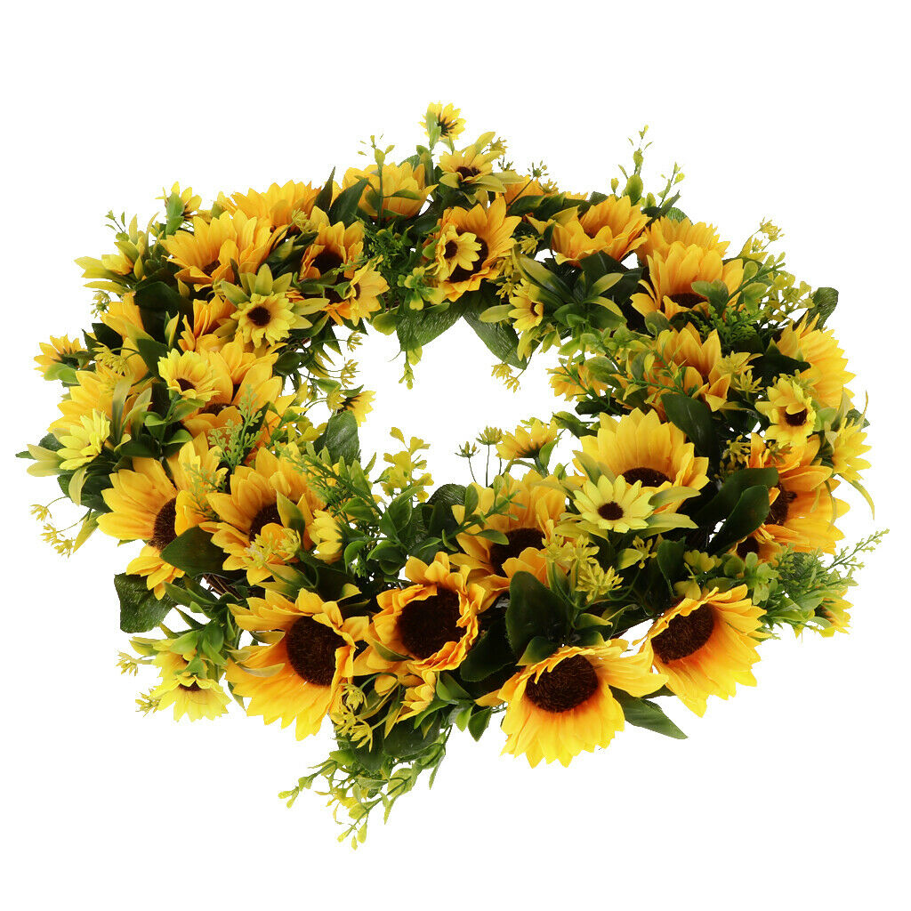 Sunflower Garland Crown Flower Wreath Thanksgiving Day Decor Wall Ornament
