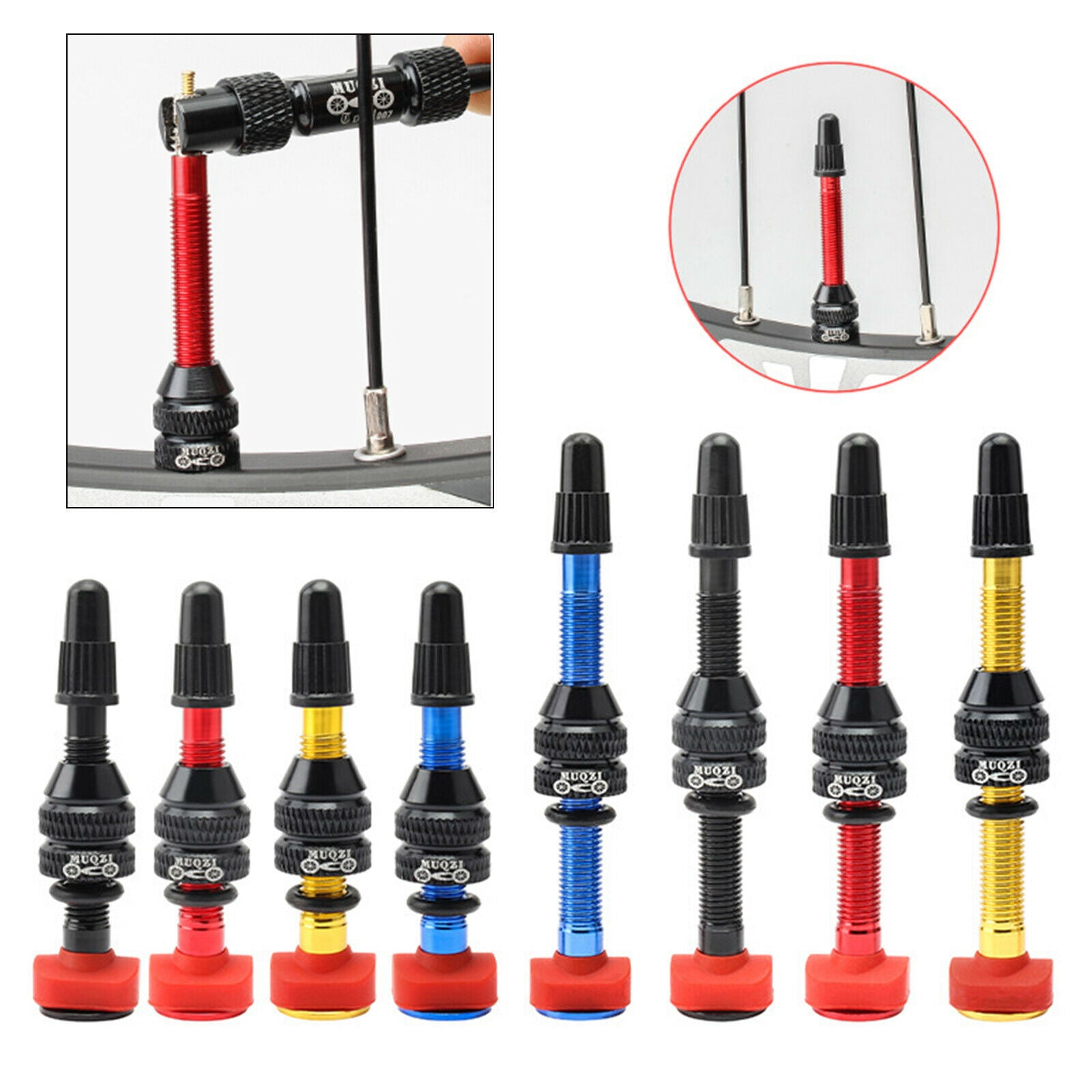 Alloy Tubeless Tire Presta Valve Stem MTB Universal Tubeless Rim 60mm,Red