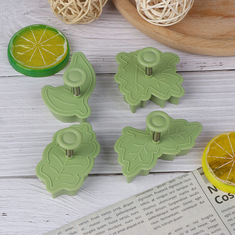 4PCS/Set Cookie Cutters Moulds Leaf Shape Plastic Baking Mould Cookie Cut Tt