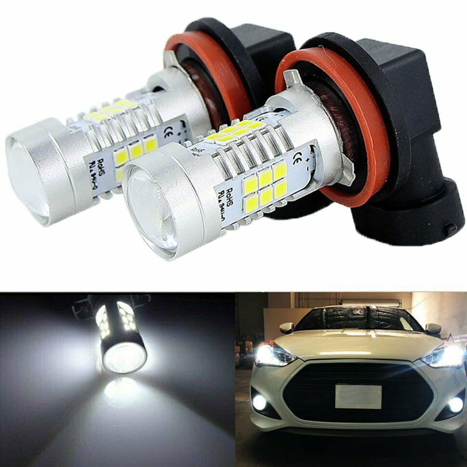 2X LED Fog Light Bulb H8 H9 H11 Fog Light Bulb 6000K White High Power 200W Lamps