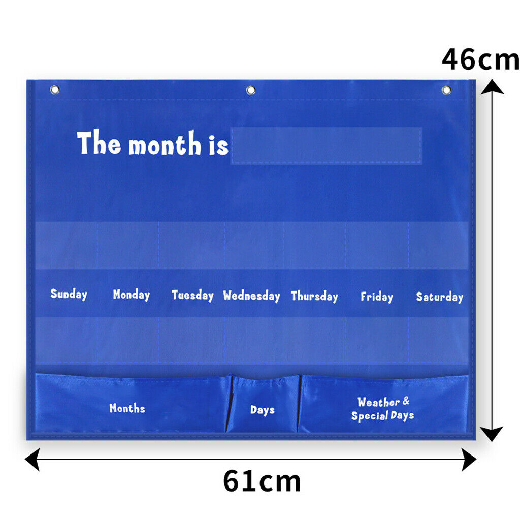 24"x18" Weekly Weather Pocket Chart Education Hanging Bag Teaching Aid Toys
