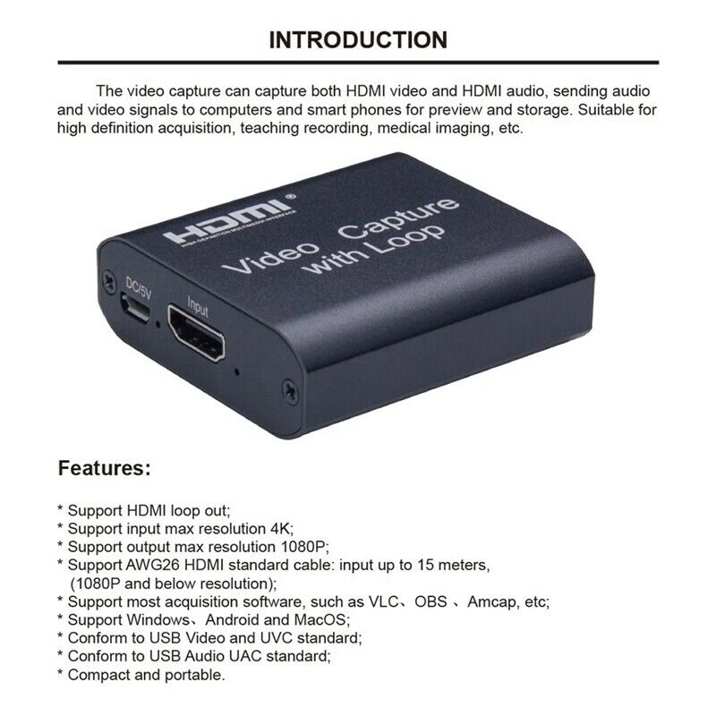 2X(4K M I 1080P High Definition USB Video Capture Card with Loop V3I6)