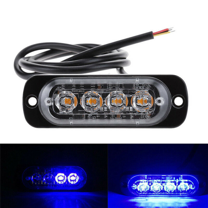 4LED 4W Bar Car Truck Strobe Flash Emergency Warning Light Lamp 12V- 24V Blu Tt