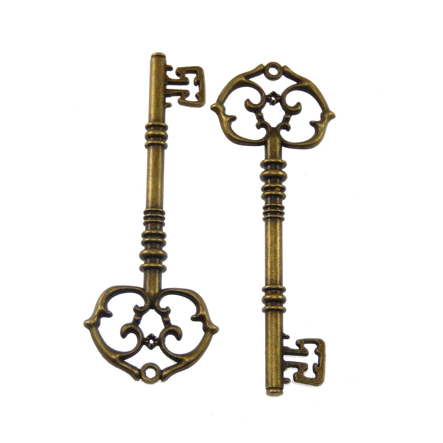Lot of 6 Antiqued Bronze Hollowed Floral Key Pendant Drop Dangle Alloy 82*30*5mm