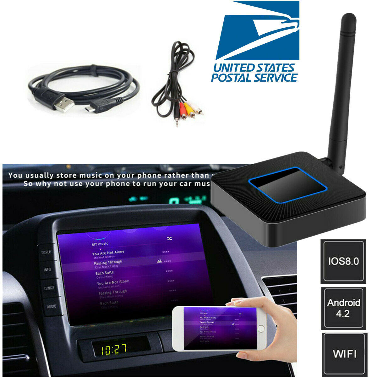 Newest 1080P Car/Home 2.4G WiFi Q4 Wireless  Dongle Mirroring Screen Display