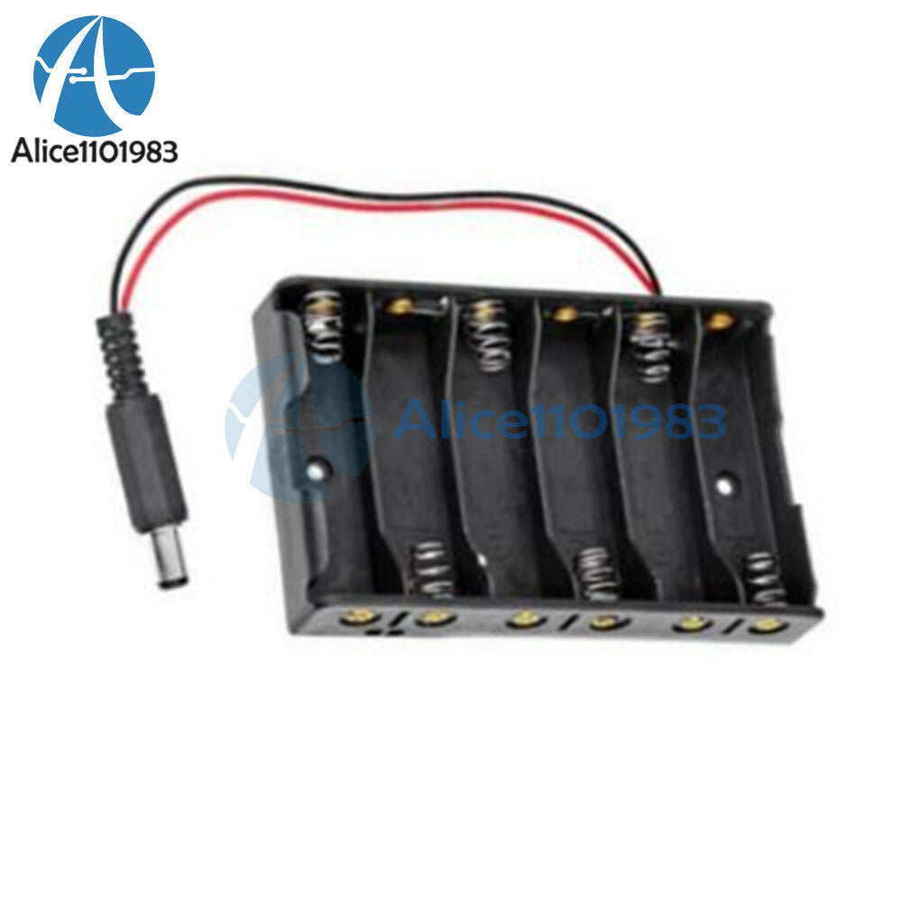 9V 6xAA 6*AA Battery Holder Box Case with DC 2.1 Power Jack Wire Lead