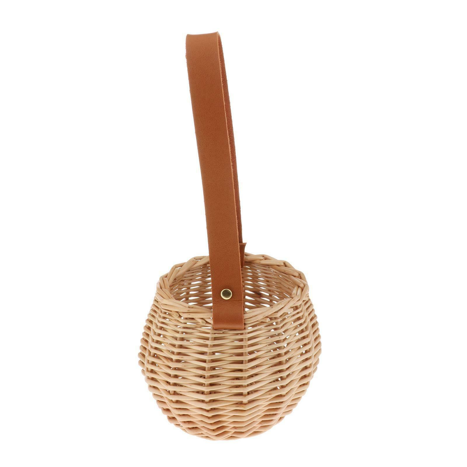 Wicker Woven Storage Basket with Handles Picnic Garden Flower Vase Container