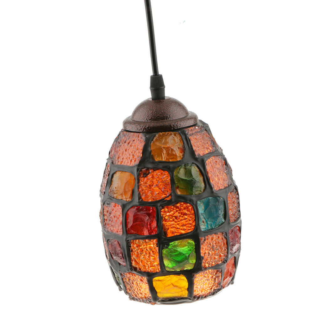 Retro Mosaic Style Glass Pendant Lampshade Hanging Ceiling Lamp with Wire #1