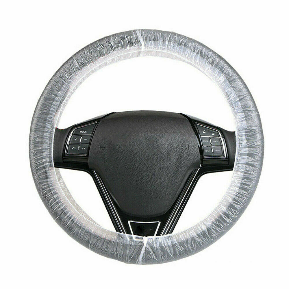 100Pc Car Disposable Plastic Steering Wheel Protector Cover Waterproof Dustproof