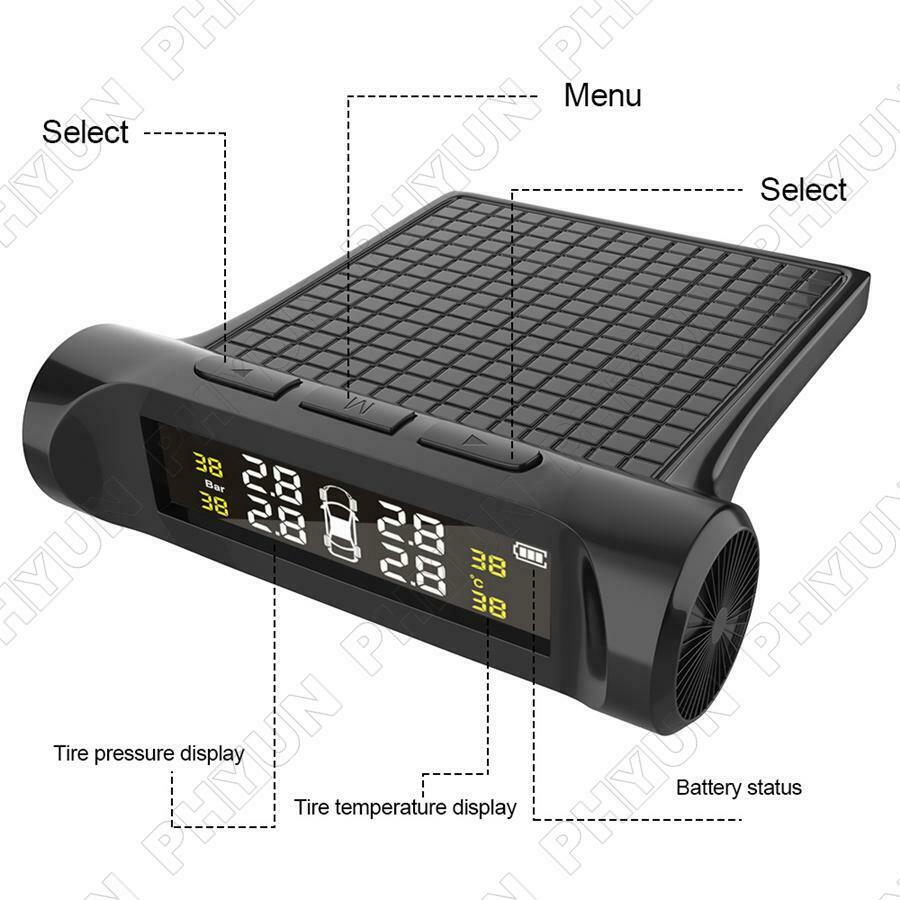 Battery Digital LCD Car TPMS Tire Pressure Monitoring System +4 External Sensors
